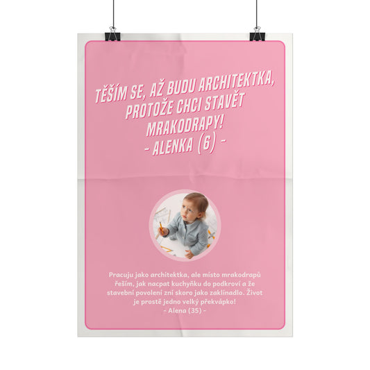 Plakát A3 pro architektku - Architektčino vystřízlivění aneb Kde jsou ty mrakodrapy?