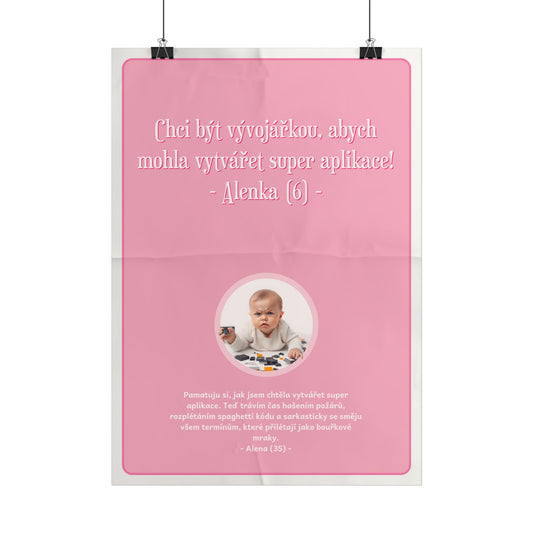 Plakát A3 pro backend vývojářku - Profesní rozčarování vývojářky