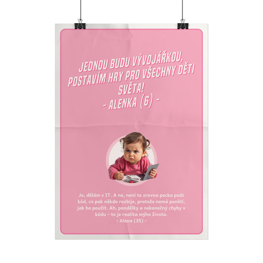 Plakát A3 pro backend vývojářku - Profesní rozčarování vývojářky