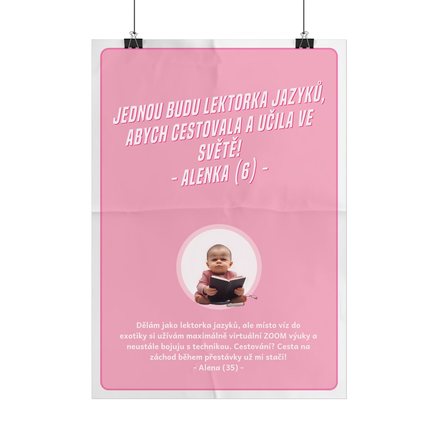 Plakát A3 pro lektorku jazyků - Profesní vystřízlivění lektorky jazyků