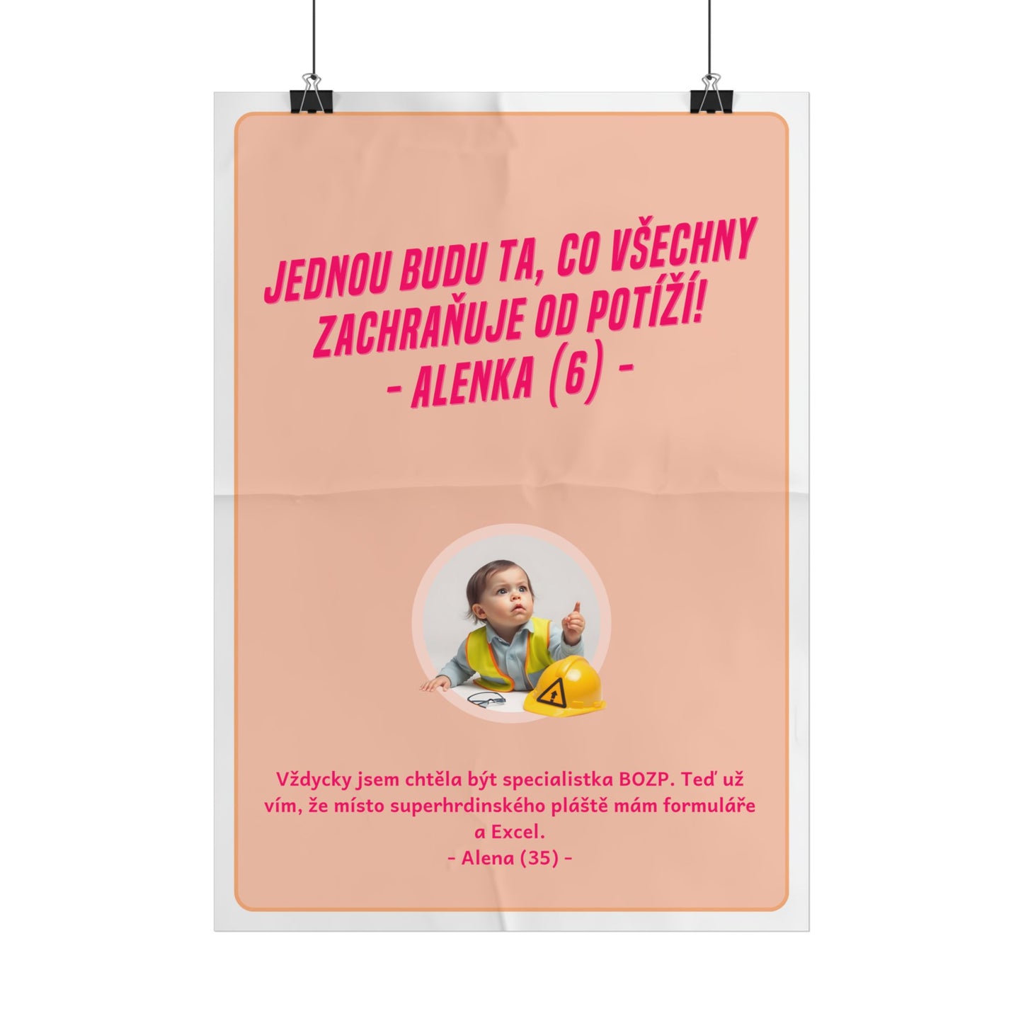 Plakát A3 pro specialistku BOZP - Profesní vystřízlivění specialistky BOZP