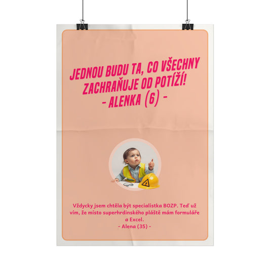 Plakát A3 pro specialistku BOZP - Profesní vystřízlivění specialistky BOZP