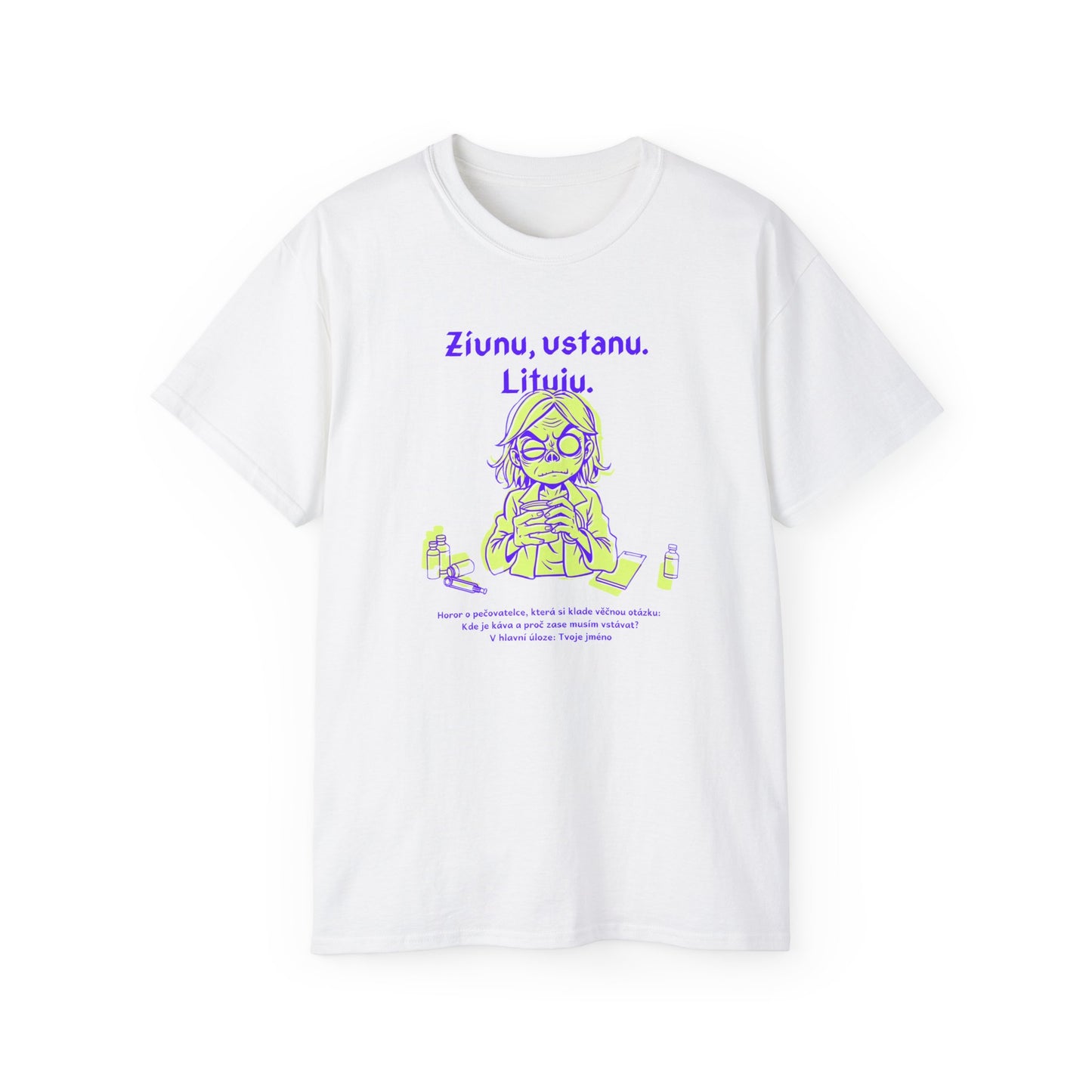 Tričko pro pečovatelku - Ranní Peklo: Kafe a Zívání