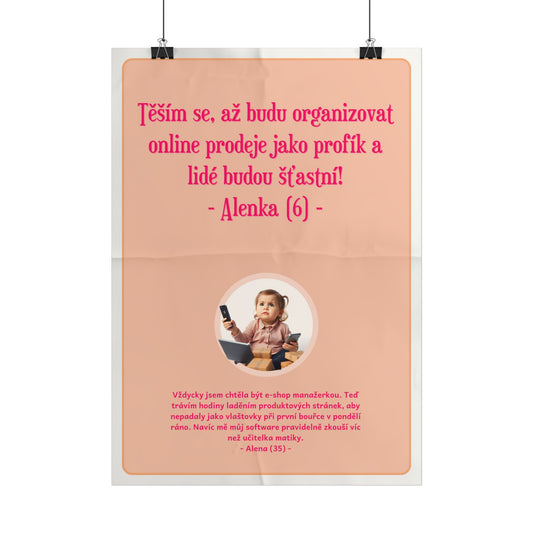 Plakát A3 pro e-shop manažerku - Profesní vystřízlivění e-shop manažerky