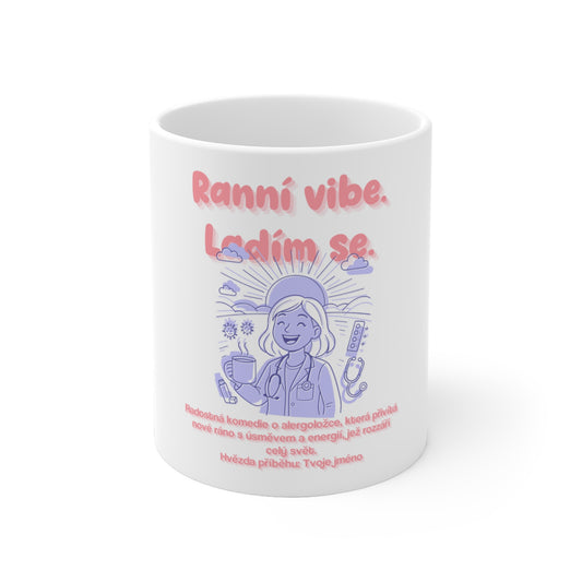 Hrnek pro alergoložku - Úsvit u kafíčka: Ranní cesta alergoložky