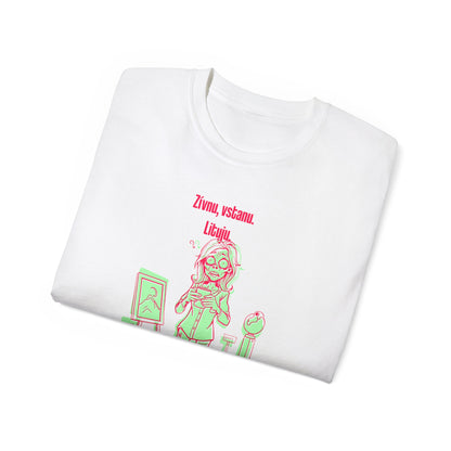 Tričko pro galeristku - Káva, Snooze, Galerie, Repeat