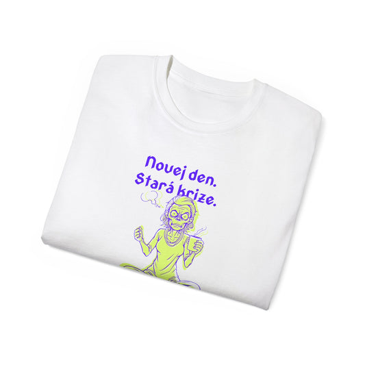 Tričko pro jóga instruktorku - Ranní Bitva - Jógová Satira