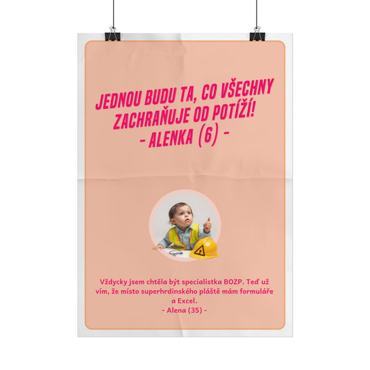 Plakát A3 pro specialistku BOZP - Profesní vystřízlivění specialistky BOZP