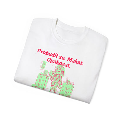 Tričko pro administrativní pracovnici - Budík, Káva, Smysl?