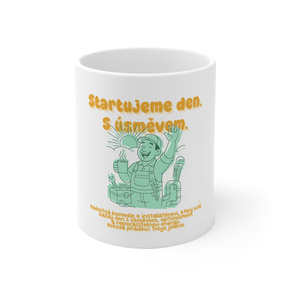 Hrneček pro instalatéra - Radostné ráno instalatéra: Startujeme den. S úsměvem.