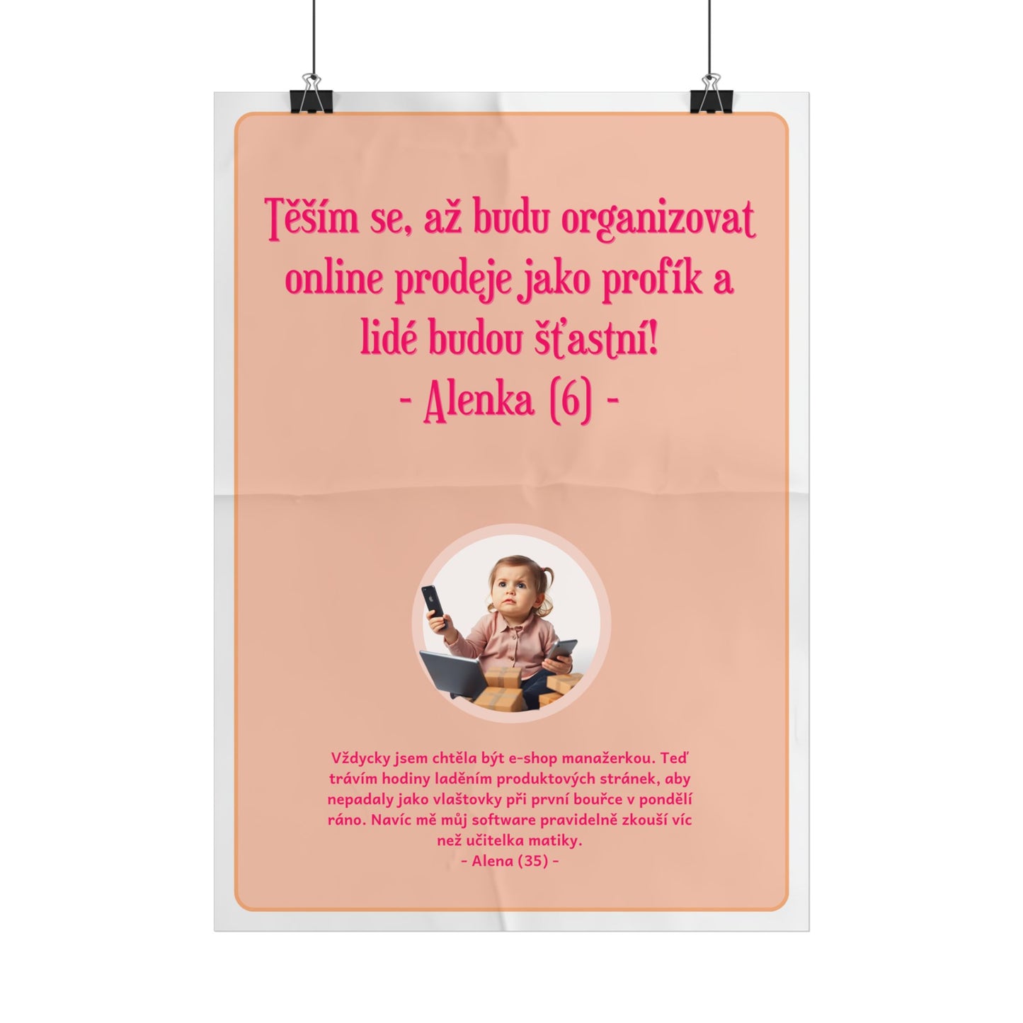 Plakát A3 pro e-shop manažerku - Profesní vystřízlivění e-shop manažerky
