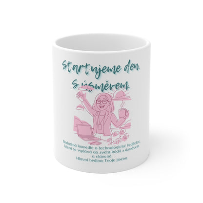 Hrneček pro technologickou ředitelku - Premiéra svěžího kódu - Startujeme den. S úsměvem. Technologická ředitelka.